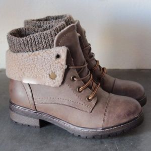 Faux Fur Combat Boots